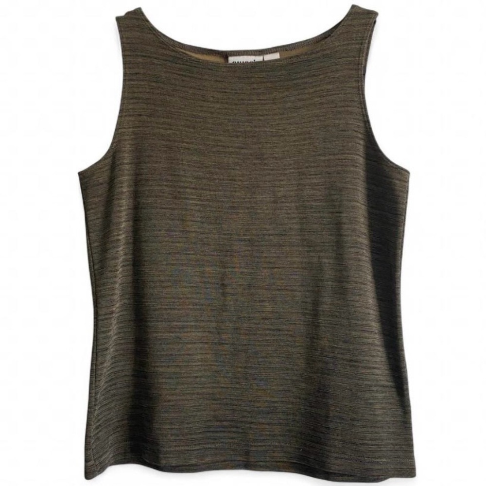 Chico’s Textured Tank Top Sleeveless Knit Brown Neutral Size 1 Medium